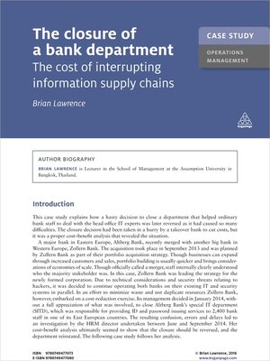cover image of The Closure of a Bank Department